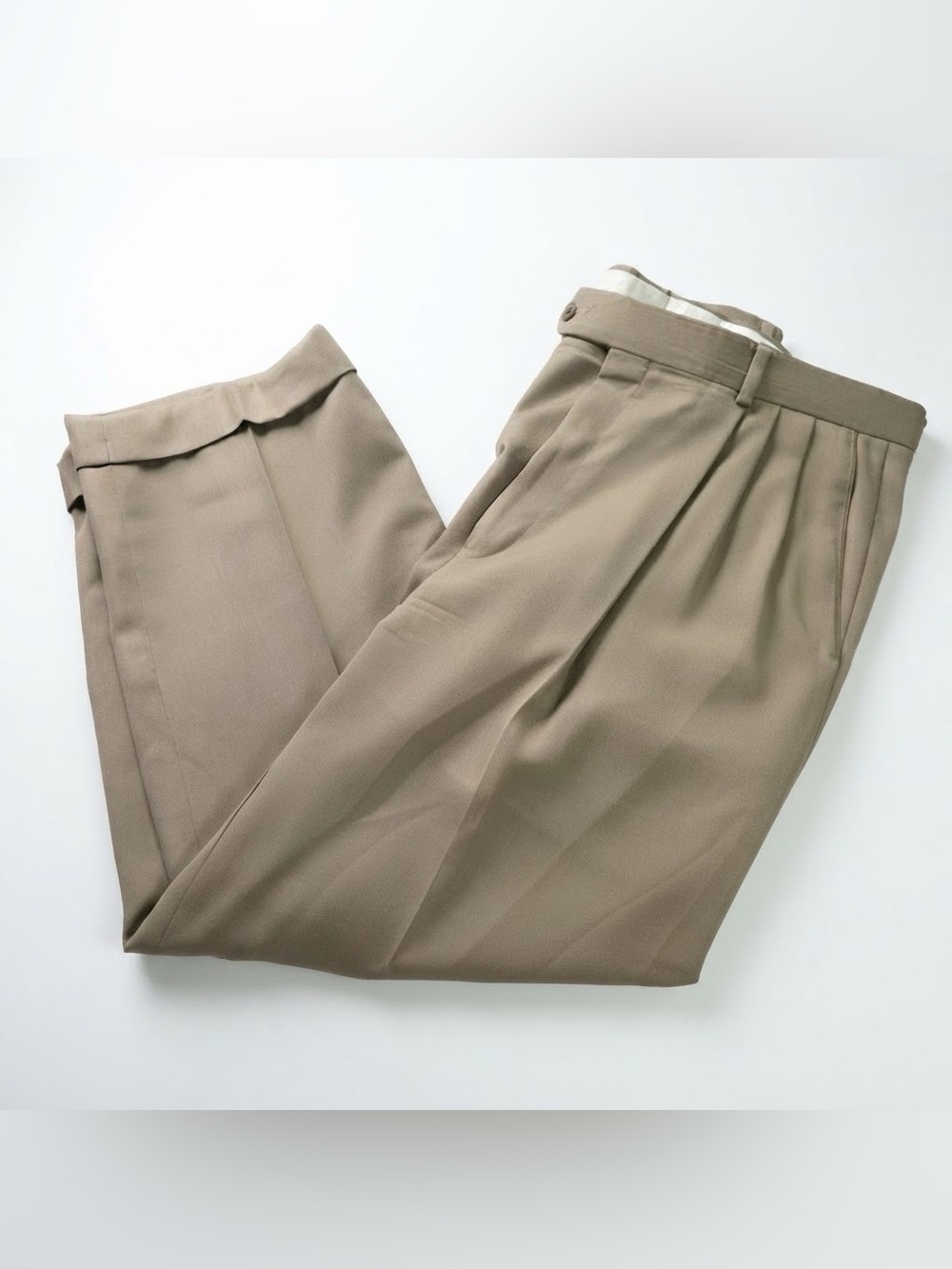 Monsieur by Givenchy Vintage Pleated Suit Trousers Khaki Tan Size 35